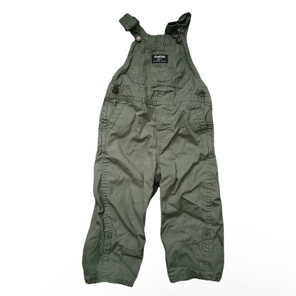 Oshkosh B’gosh Green Khaki Overalls Size 24 Months - Picture 1 of 4